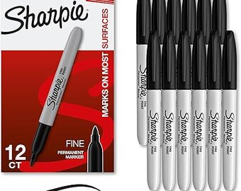 Sharpie Permanent Markers Fine Tip Black 12 Count