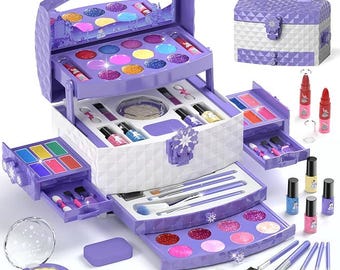 PERRYHOME Kids Makeup Set for Girls 56 Pcs, Washable Pretend Play