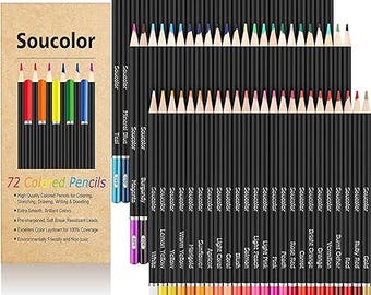 Soucolor 72 Color Colored Pencils Soft Core Drawing Coloring Set For