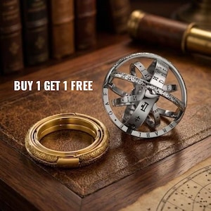 Astronomical Sphere Ring, Foldable Armillary Ring, Vintage Celestial Band, Cosmic Gift for Her Him
