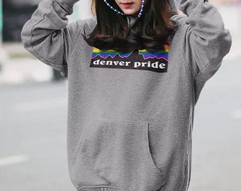 Denver Pride Rainbow Hoodie, Unisex Hoodie, Charcoal, Dark Heather, Sport Gray, Up to size 5XL