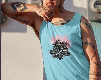 Heart's on Fire Tank Top, Unisex Fit, Supporting our Transgender Family at Denver Pride 2025
