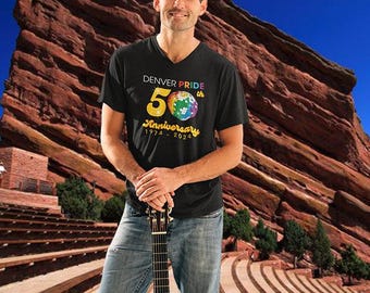 Denver 2024 Black Unisex Short Sleeve V-Neck T-Shirt