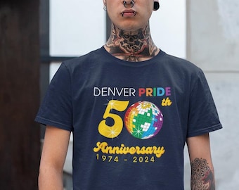 Camiseta unisex Softstyle del 50 aniversario del Orgullo de Denver, hasta la talla 5XLarge,