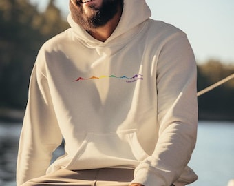 Colorado Pride, Vibrant Rainbow Mountain Hoodie | Cozy Unisex Hoodie, Show your Denver Pride, in this beautiful Hoodie up to size 5XL