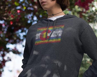 Sudadera con capucha con la bandera arcoíris de Colorado, sudadera unisex con capucha, orgullo de Denver, hasta la talla 5XL.