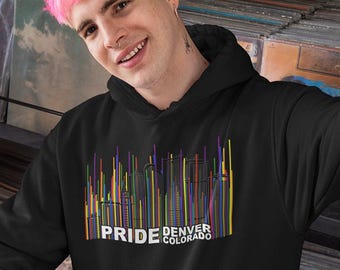 Sudadera unisex Denver Pride, hasta la talla 5XL, cómoda y acogedora. Sudadera unisex negra 50/50.