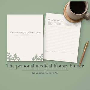 Personal Medical History Binder Printable | Health Records & Medication Organizer (PDF)