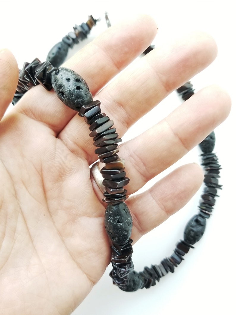 Mens Black Volcano Stone Necklace Surfer Jewelry Mauna Loa - Etsy