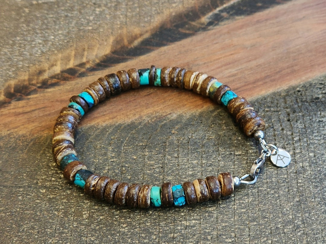 Tribal Men's Bracelet Wood Bracelet for Men Tribal Turquoise Etsy