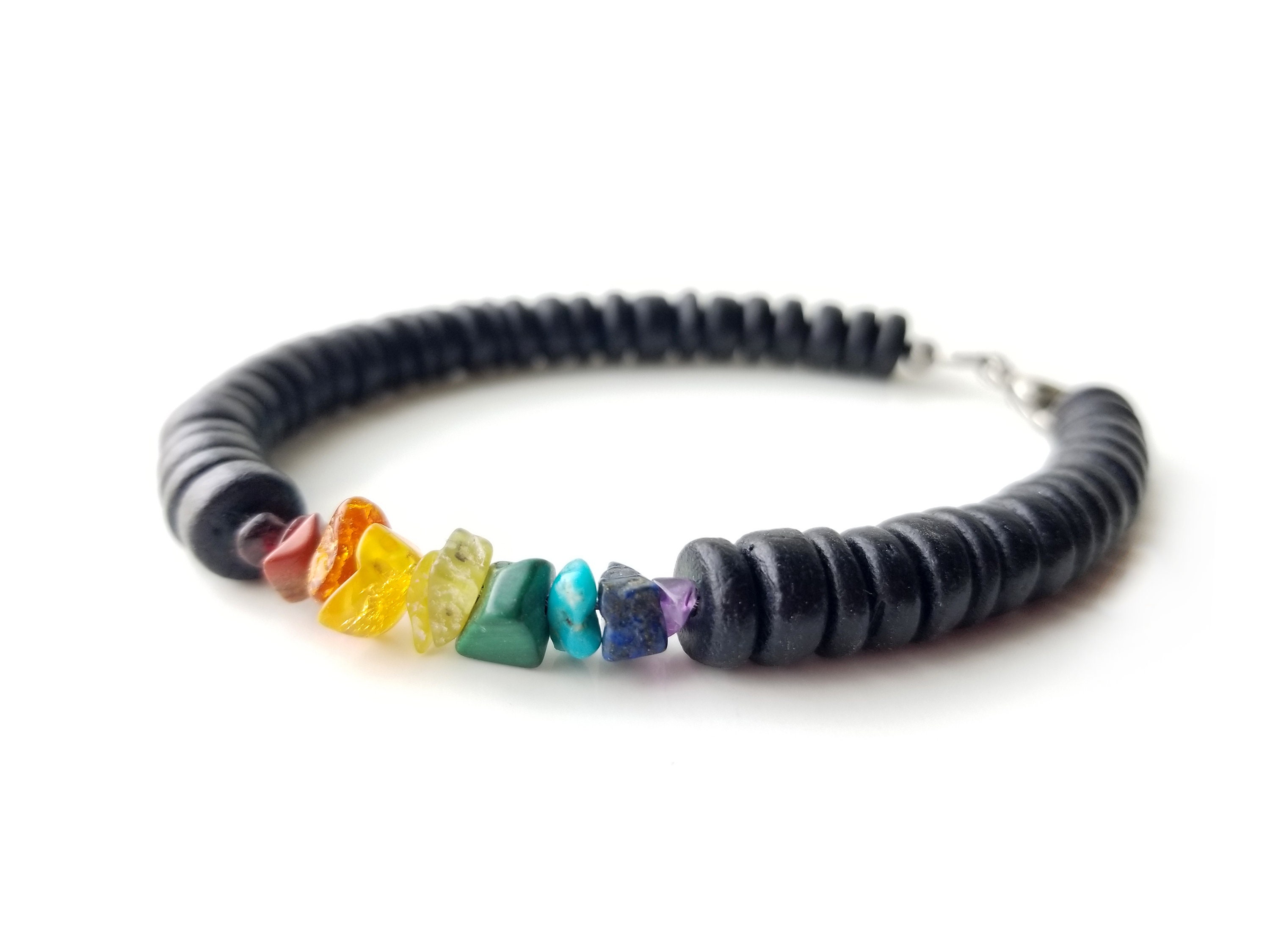Gay Pride Bracelet for Men Handmade From Black Wood and Etsy