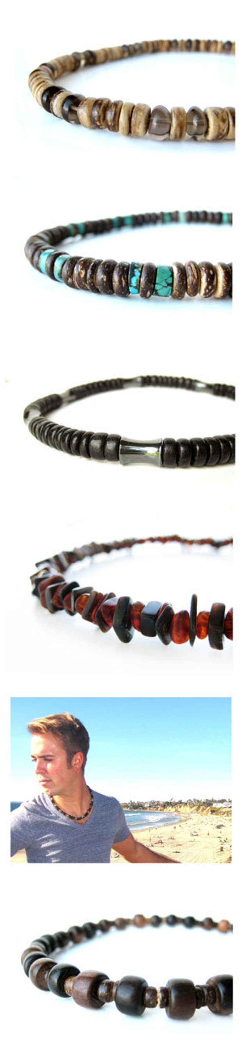 Men’s Necklace Shell Necklace for Men Black Sands - Etsy