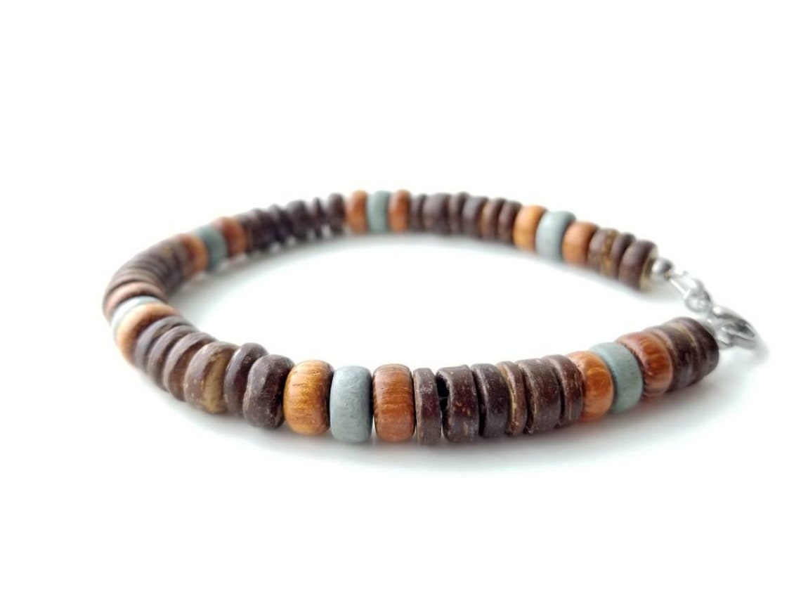 Mens Wooden Bracelet Mens Wood Bracelet Wood Bead Bracelet Etsy