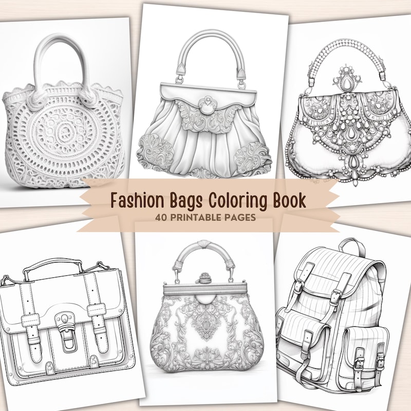 Printable Handbag Design Handbags Coloring Page - Etsy