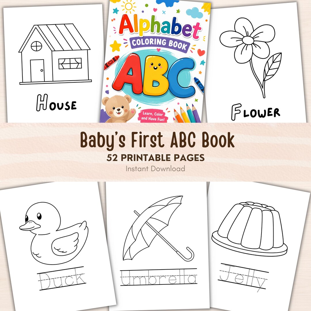 ABC Coloring Book Educational Baby's First Alphabet Coloring Pages Baby ...