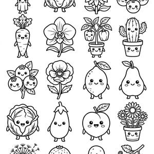 5 Pages Kawaii Coloring Page for Kids Easy Coloring Pages (Digital Download) image 2