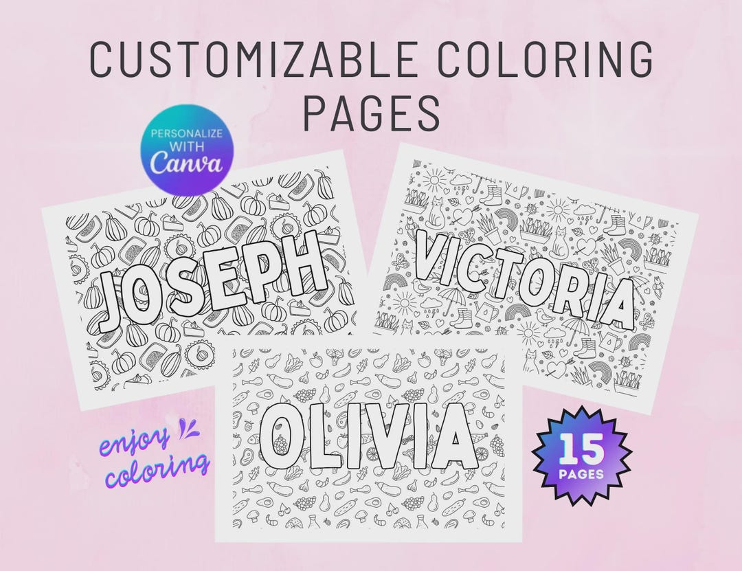 Custom Name Coloring Pages Editable Kids Printable Birthday Activity ...