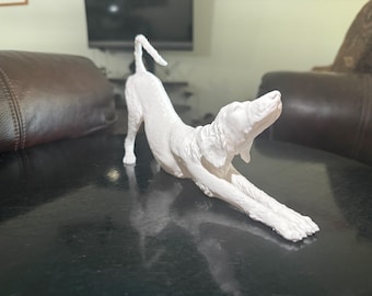 Dog Morning Stretch Figurine | 3D Printed Dog Sculpture | Desk Decor for Dog Lovers | Original Dog Statue Gift | White PLA