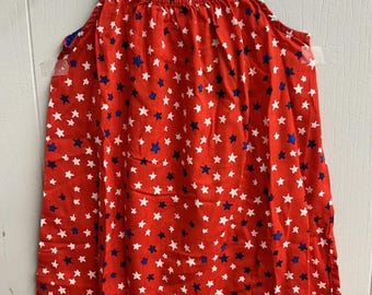 Okie Dokie  Dress. Red With Blue&White Stars. Tie On Shoulders. Size 2T.   NWT