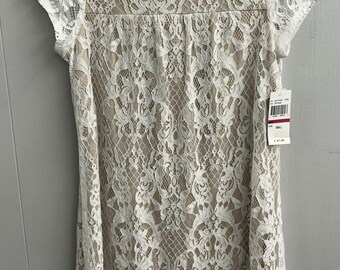 Speechless Lace Dress. Ivory With Nude Lining. Lace Cap Sleeve. Size Small. New