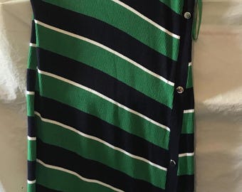 Maxi-jurk van Crown & Ivy. Groen/marineblauw/witte strepen. Mouwloos. Maat medium. NWT.