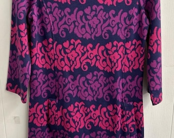 Lilly Pulitzer Dress. Navy With Pink and Purple Design. Long Sleeves. Sz M. EUC
