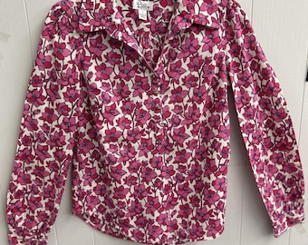 Lilly Pulitzer Blouse. Collared With Buttons. Pink & White Floral. Size 4. EUC