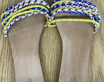 Kate Spade Saturday Slip In Sandals. Colorful Rope. Size 10. Excellent Condition