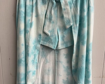 Justice Shorts/Long Skirt. Blue\White Tye-Dye.  Elastic Waist. Size Girls 8. NWT