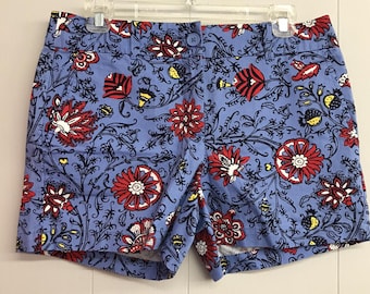 Loft Outlet Shorts. Blue with Red/Yellow Floral. 4 Inch Inseam. Size 2.   NWT
