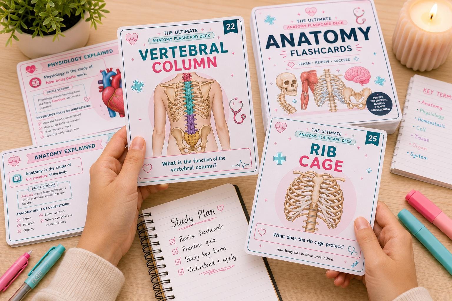 Anatomy Flashcards for Students | Human Body Study Cards (digital ...