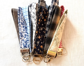 Handmade Fabric Keychain Wristlet with Metal Clasp – Assorted Patterns