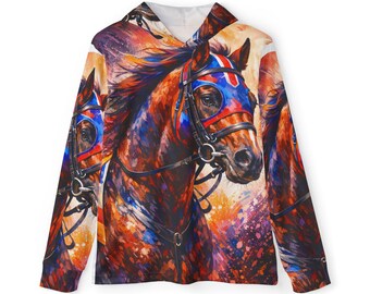 Hoodie paardenraces — levendige warmup-trui