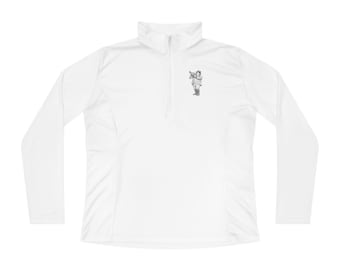 Ladies Quarter-Zip Pullover —  Horse Racing Graphic