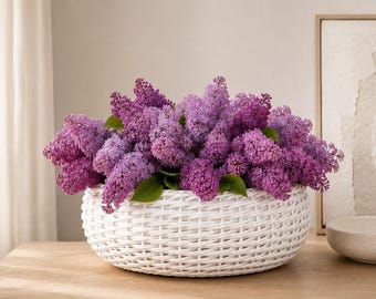 Large White Woven Planter Basket | Handmade Indoor & Outdoor Flower Pot