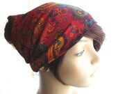 Red Oriental Floral Paisley Head Scarf, Headband, Kerchief, Women's Head Wrap, Head Covering Headscarf, Traditional Hairscarf, Extra Large