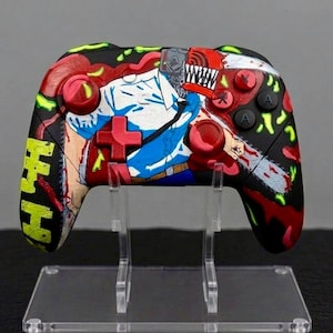 Hand Painted Chain Devil Inspired Controller Anime Art Display Piece (Acrylic Stand Included)