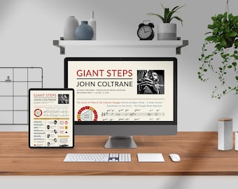 À Pas de Géant — John Coltrane 1959 | Infographie de jazz dessinée à la main | Téléchargement numérique imprimable