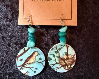 Bird in a nest earrings