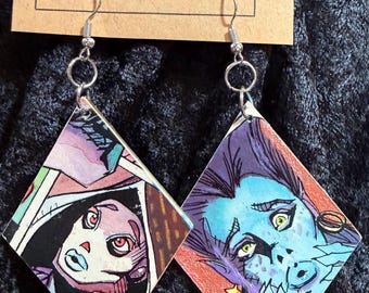 Space Comic Character Earrings: Whimsical Sci-Fi Jewelry
