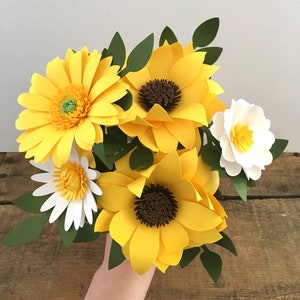 Paper Sunflower Flower Arrangement, First Anniversary, Paper Flowers, Paper Bouquet
