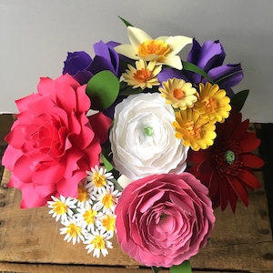 Multicolor Paper Flower Bouquet, Paper Anniversary, First Anniversary, Paper Flowers image 1