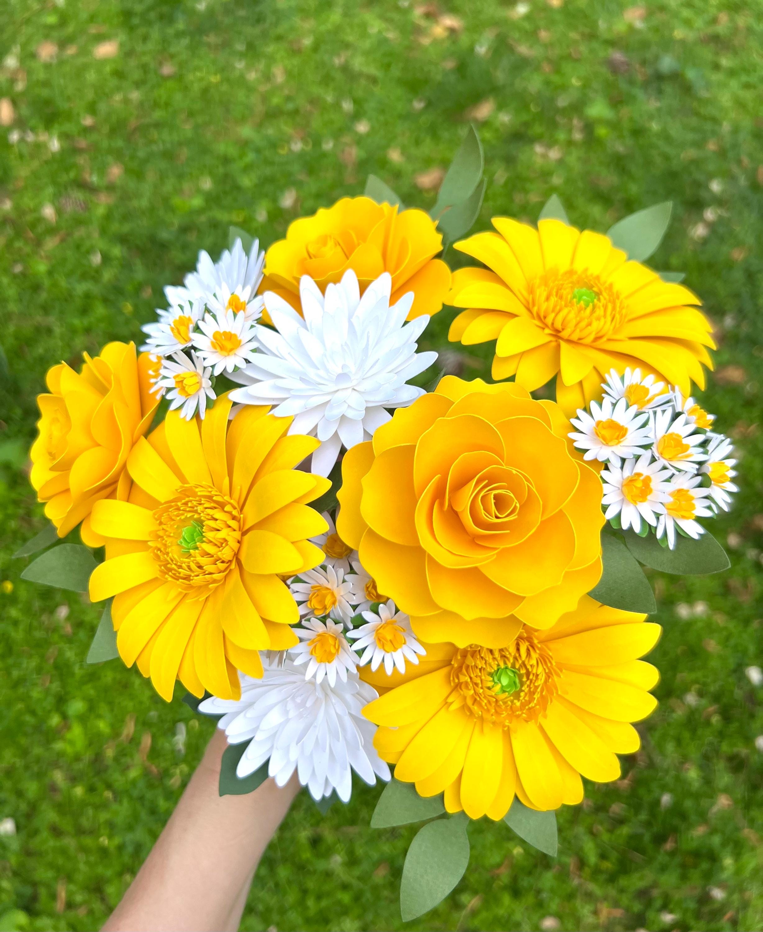 Lemon Yellow Gerbera Daisies Paper Bouquet, Wedding Bouquet Recreation,  Paper Flowers, First Anniversary, Get Well Soon, Paper Bouquet - Etsy, image size:2456x3000