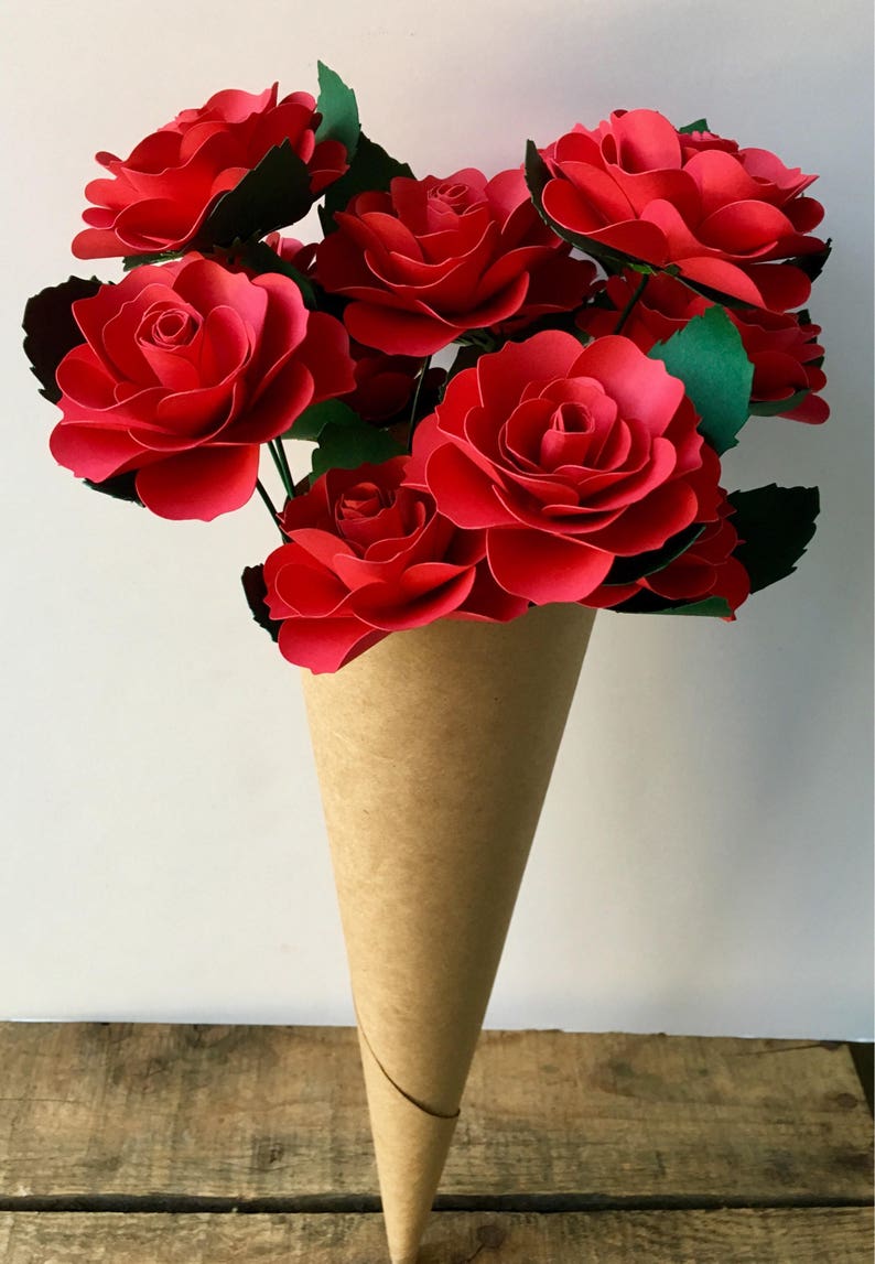 Red Paper Roses Red Roses Paper Bouquet Centerpiece - Etsy