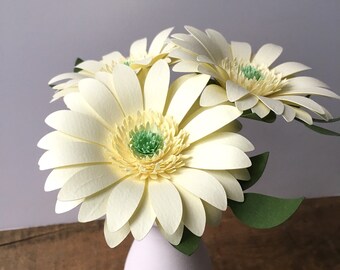 Light Yellow Paper Gerbera Daisies, First Anniversary, Paper Flowers, Paper Anniversary, Paper Bouquet