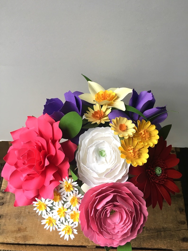 Multicolor Paper Flower Bouquet, Paper Anniversary, First Anniversary, Paper Flowers image 1