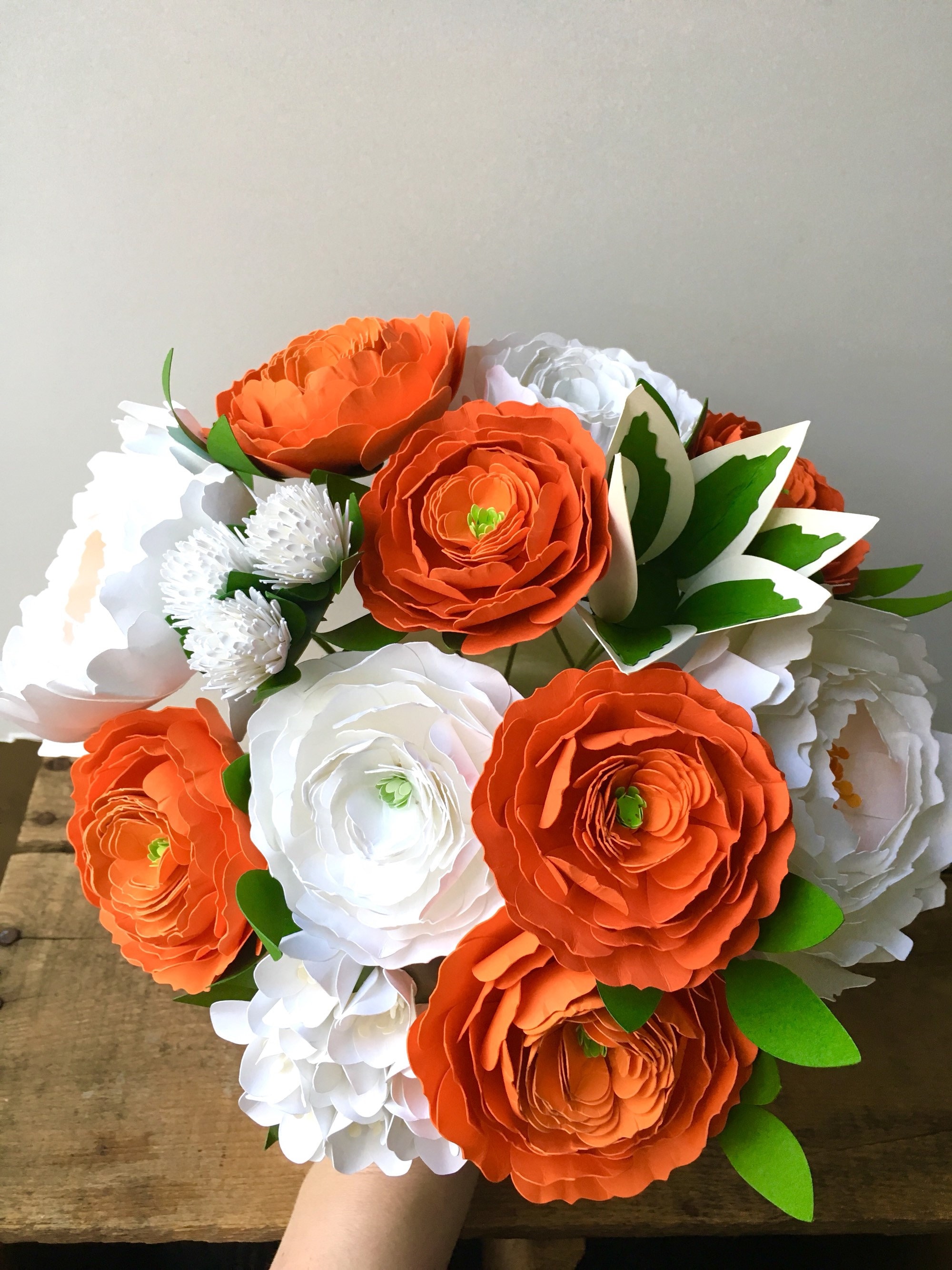 Orange Citrus and White Paper Flower Bouquet - Small Bouquet - Medium – The  Flower Craft Shop