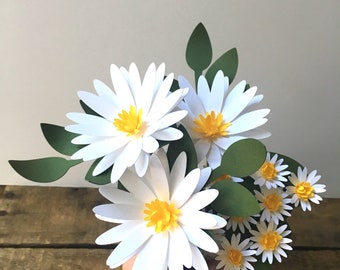 White Paper Wild Daisies, Paper Anniversary, Paper Flowers, First Anniversary, Paper Bouquet