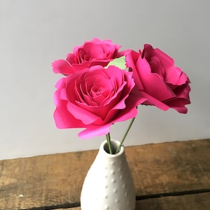 Fuchsia Paper Roses, First Anniversary, Paper Flowers, Paper Anniversary, Paper Bouquet