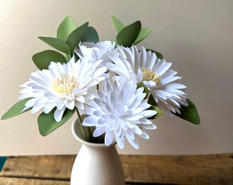 White Paper Flower Arrangement - Chrysanthemum - Mum - Rose